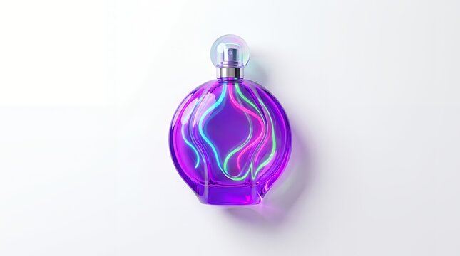 Top View Poisonous Jellyfish Perfume Bottle Flat Lay White
