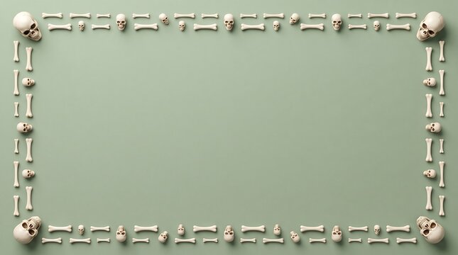Elegant rectangular frame with intricate silver metallic border pattern on a soft sage green background for design projects