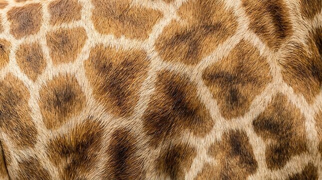 Close up view of natural brown and white giraffe skin pattern texture background with wildlife