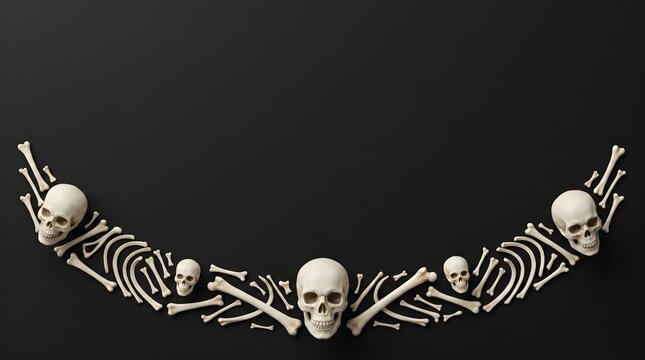 Skull and Bone Arc on Black Background