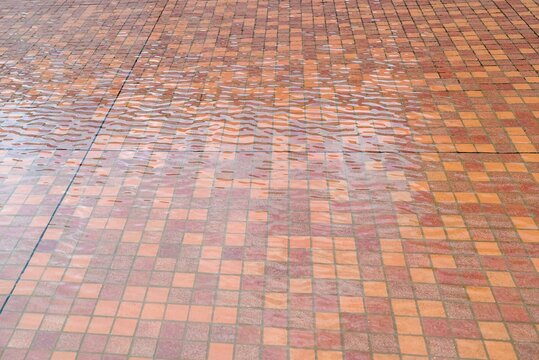 Red Brick Paving Pattern on an Outdoor Plaza