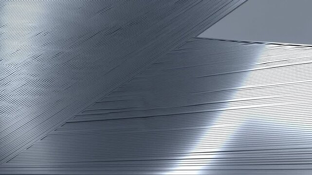 Abstract Ribbed Metal Building Facade with Intersecting Planes and Soft Light