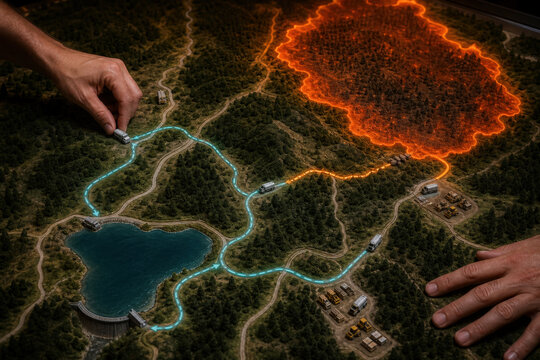 Wildfire Logistics Command Table for Emergency Response Resource Deployment Evacuation Planning Incident Management and