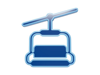 3D blue ski chairlift icon with glossy metallic edges and smooth rounded contours for winter sports and mountain... isolated on a transparent background © Trendy_Desing