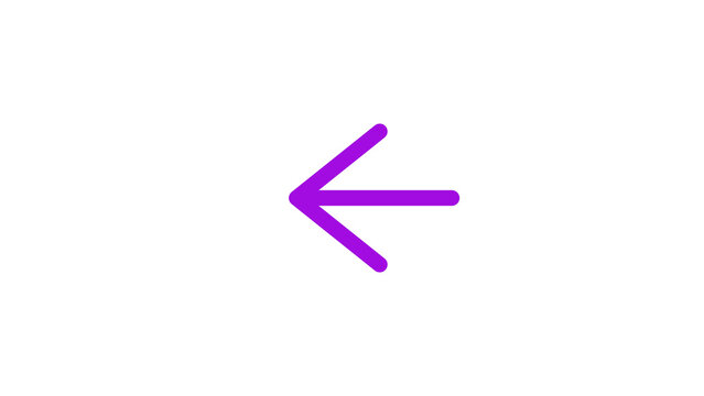 3D back arrow bevel tail depth. Isolated transparent PNG UI icon overlay for Photoshop and video.