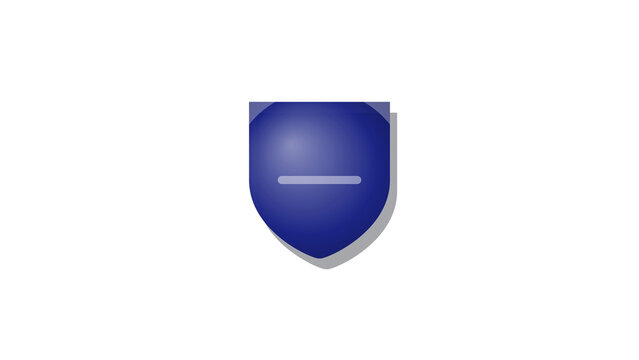 3D shield button bevel trust depth. Isolated transparent PNG UI icon overlay for Photoshop and video.