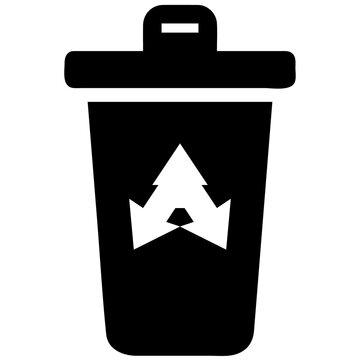 Recycle bin icon with arrow symbol for waste management and environmental sustainability concepts