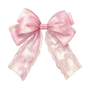 PNG Elegant pink lace bow illustration.
