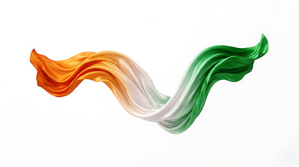 Fototapeta premium Orange and green satin ribbons flowing in air