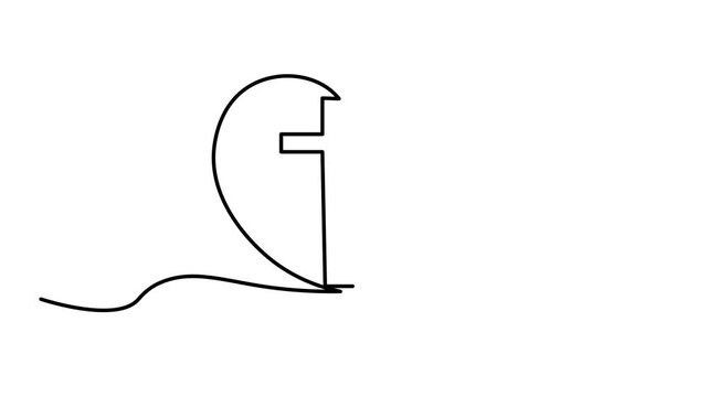 Self drawing line animation Cross latin Christianity continuous one single line drawn concept video. minimalist hand-drawn vector style, clean white background and simple outline 