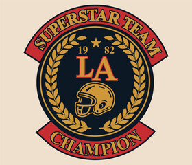 Fototapeta premium LA Superstar Team Champion 1982 College typography print artwork for a T-shirt.
