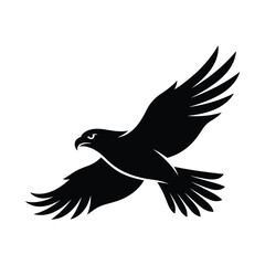 Fototapeta premium Eagle Silhouette Vector Icon with Spread Wings Isolated on White Background Representing Concept of Freedom, Strategic Vision, and Majestic Power