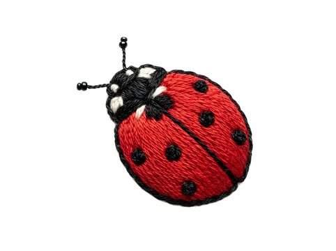 Red ladybug with black spots and antennae., insect, garden