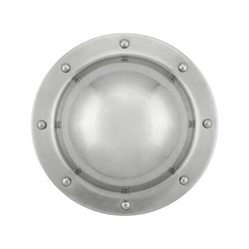 Round metal shield boss with rivets on transparent background