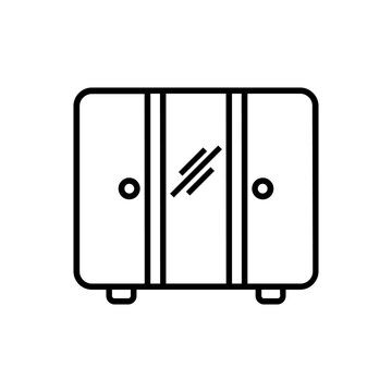 Wardrobe closet cupboard with doors and mirror icon vector illustration