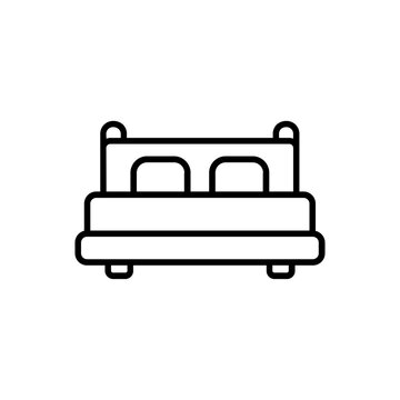 Minimalist bed frame mattress with pillows icon vector illustration