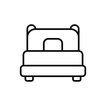 Modern double bed with pillows and blanket icon vector illustration