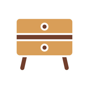 Nightstand bedside table with two drawers icon vector illustration