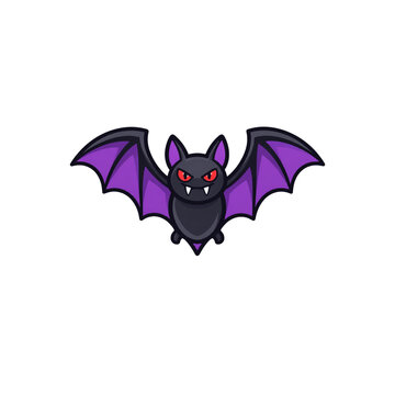 Flying Halloween Bat Cartoon Vector Illustration