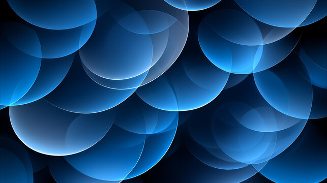 Floating layout of circular discs crafted from ebb ac topaz upscale x, abstract blue overlapping translucent spheres create modern, futuristic, and dynamic background design