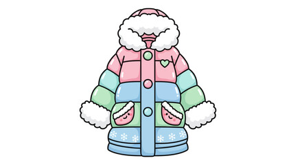 Fototapeta premium Cute Padded Winter Jacket for Kids, Cartoon Style