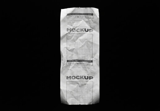 Restaurant Wrinkled Paper Ticket Receipt Mockup