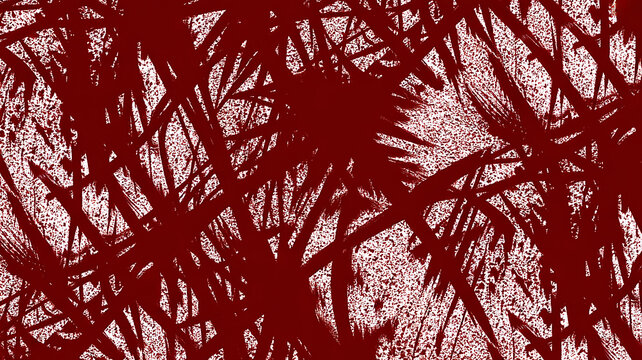 Dark red abstract chaotic scratch texture background with blood splatter pattern and horror gothic grunge design elements