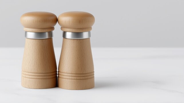 Wooden Salt and Pepper Shakers &mdash; A matching wooden pair combines practical seasoning with natural texture, bringing warmth and understated rustic charm to everyday dining.