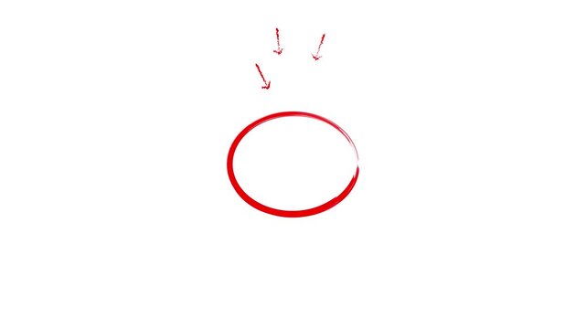 Focus on the target red this dynamic red hand-drawn circle and arrow animation, perfect for highlighting key details in your edits. on transparent background. seleted any object marking.
