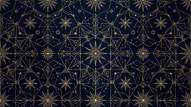 Golden Star Geometric Seamless Pattern Fine Line Metallic Luxury Christmas Background stars star seamless pattern gold golden line lines linear geometric diamond texture luxury luxurious fine light