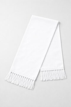 Elegant white fringed scarf