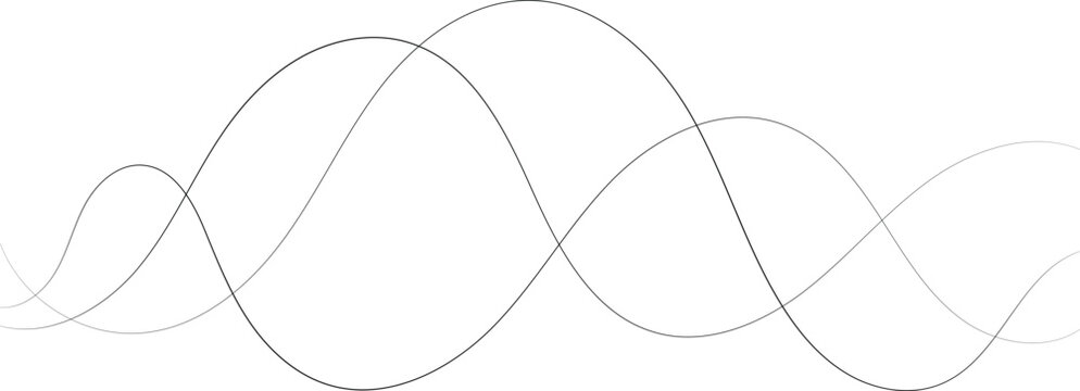 Intersecting thin black sine waves on a plain white background