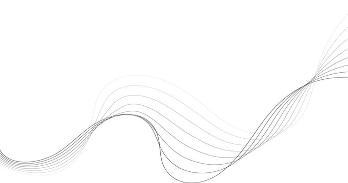 Abstract featuring thirteen parallel wavy lines flowing across a white background