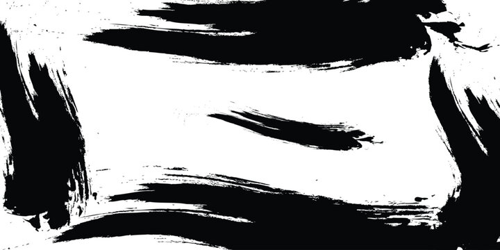Abstract black ink brush strokes on white background, expressive hand-drawn paint splatter vector, artistic grunge texture elements for creative design and modern branding projects