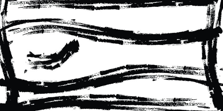 Abstract black ink brush strokes on white background, hand drawn artistic paint texture vector, minimalist charcoal line art illustration, expressive ink wash border for creative design