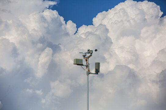Weather station automatic measurement of weather parameters with Stormy sky 