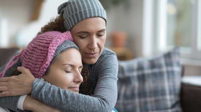 Warm embrace shared between two friends during a cozy afternoon in a bright living room