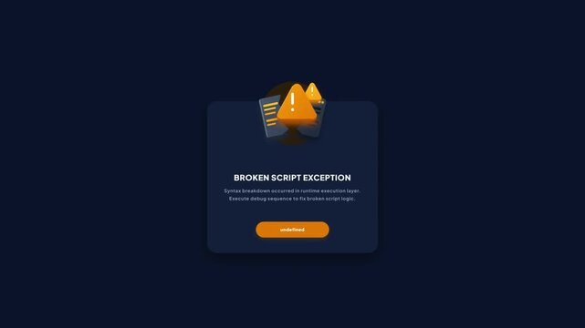Broken Script Exception Syntax Error Warning UI Pop-Up Animated Card 4K