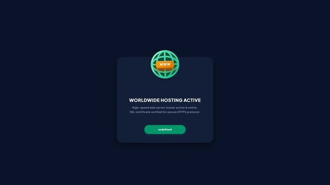 Worldwide Hosting Active Web Server 3D Animated Globe Icon UI Dashboard Card 1080p
