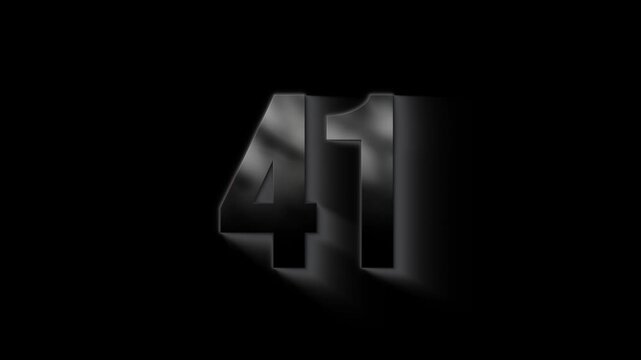 Burning number 41 with ash and sparks, transparent background, fire number, forty one