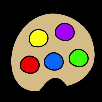 Palette Color Doodle Cartoon Animation with Transparent Background