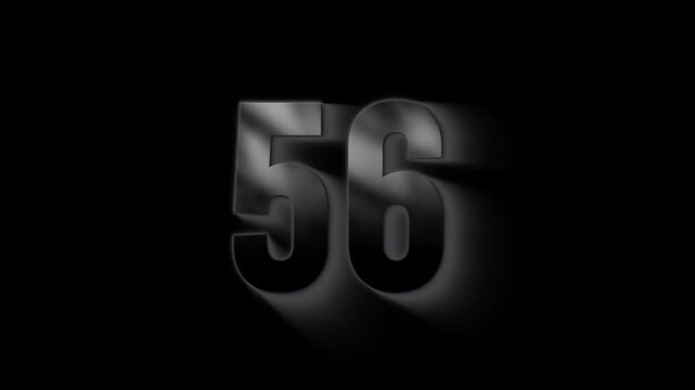 Burning number 56 with ash and sparks, transparent background, fire number, fifty six