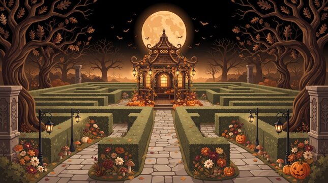 Enchanted halloween garden maze