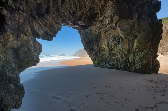 Adraga beach, Rock formation, Colares, Sintra-Cascais Natural Park, Portugal