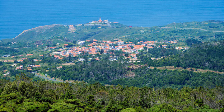 View over Cape Roca lighthouse and Sintra-Cascais Natural Park, Colares, Portugal