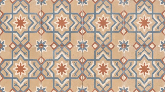Decorative Hydraulic Cement Tile Geometric Pattern