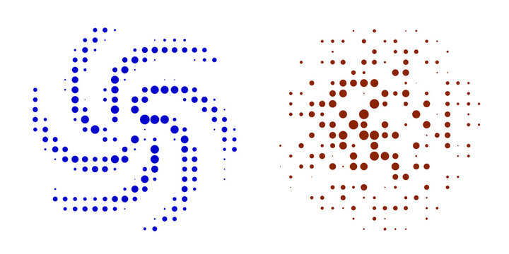 Y2K inspired dual swirl and radial dot patterns isolated on transparent background for modern design