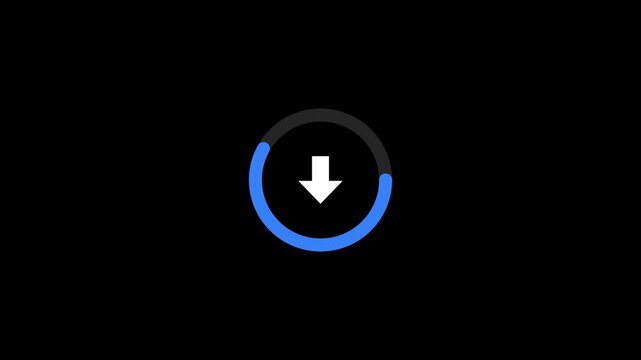 Download progress icon with circular blue loading ring and arrow animation