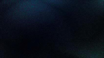 Close-up cyan dot grid moves over a dark abstract surface, creating a futuristic digital texture background for data, technology and visual design. © Aksver