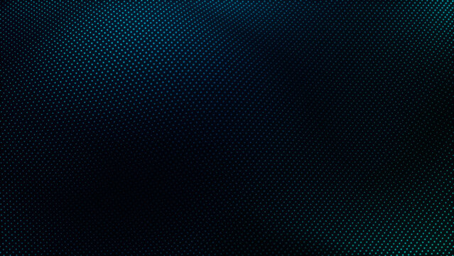 Close-up cyan dot grid moves over a dark abstract surface, creating a futuristic digital texture background for data, technology and visual design.